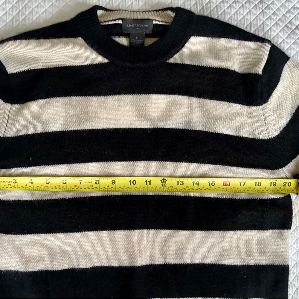 Magaschoni men’s luxe M cashmere black and cream sweater - Picture 4 of 8